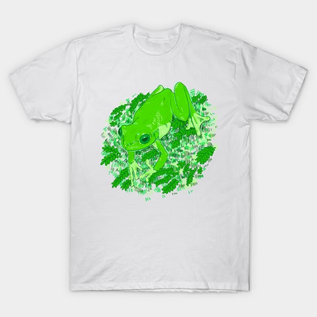 Green Frog T-Shirt by Drawing Alba